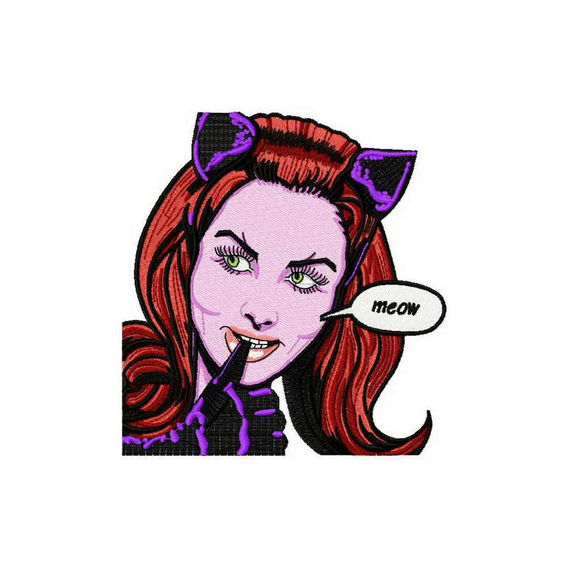 Preview of Catwoman 2 embroidery design featuring a stylish feline superhero motif, ideal for various fabric projects.