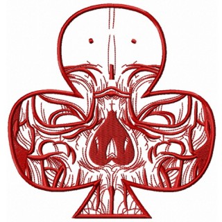 Clubs with skull one color embroidery design - Embroidery Design