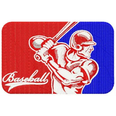 Embroidery design featuring a baseball player in action, perfect for stitching on sports apparel and accessories.