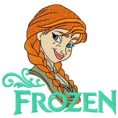 Preview of Anna Frozen 7 embroidery design featuring Anna from Frozen, ideal for t-shirts and baby onesies.