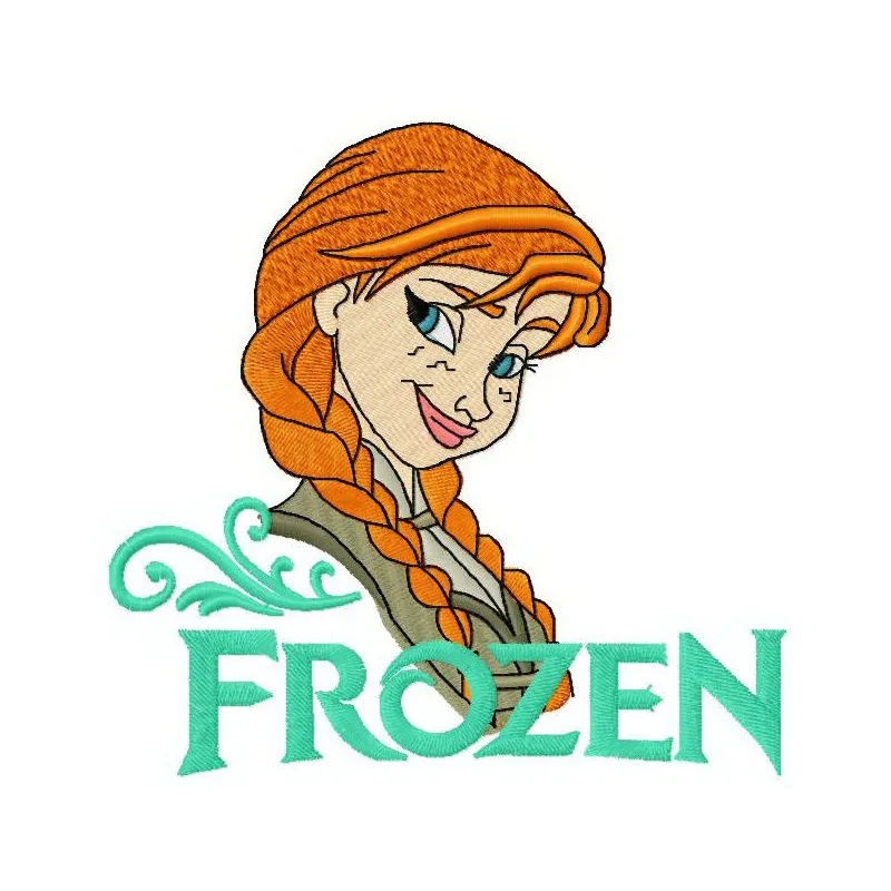 Preview of Anna Frozen 7 embroidery design featuring Anna from Frozen, ideal for t-shirts and baby onesies.