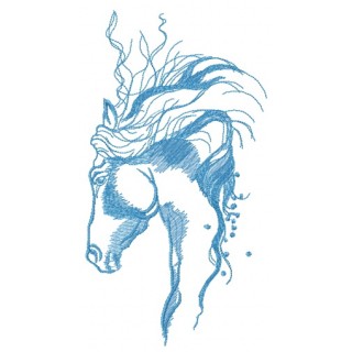 Pensive horse sketch embroidery design - Embroidery Design