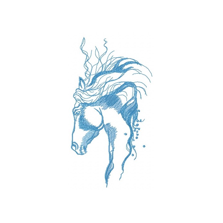 Pensive horse sketch embroidery design - Embroidery Design