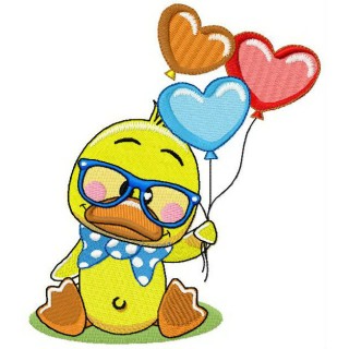 Little duck with balloons embroidery design - Embroidery Design