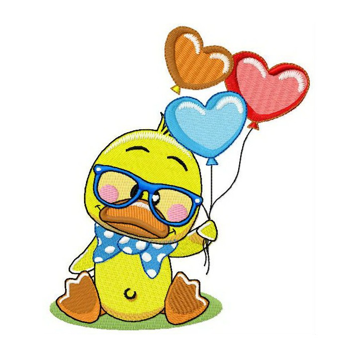 Little duck with balloons embroidery design - Embroidery Design