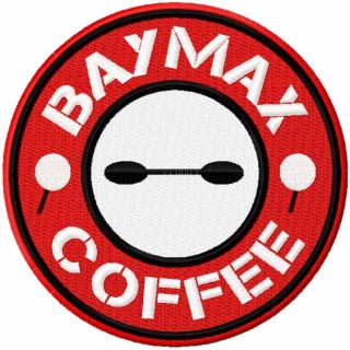 Baymax coffee embroidery design - Embroidery Design