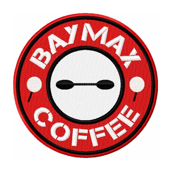 Baymax coffee embroidery design - Embroidery Design
