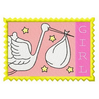 Postage stamp girl 5 embroidery design - Embroidery Design