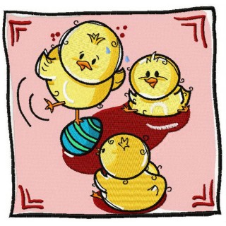 Chicken playing embroidery design - Embroidery Design