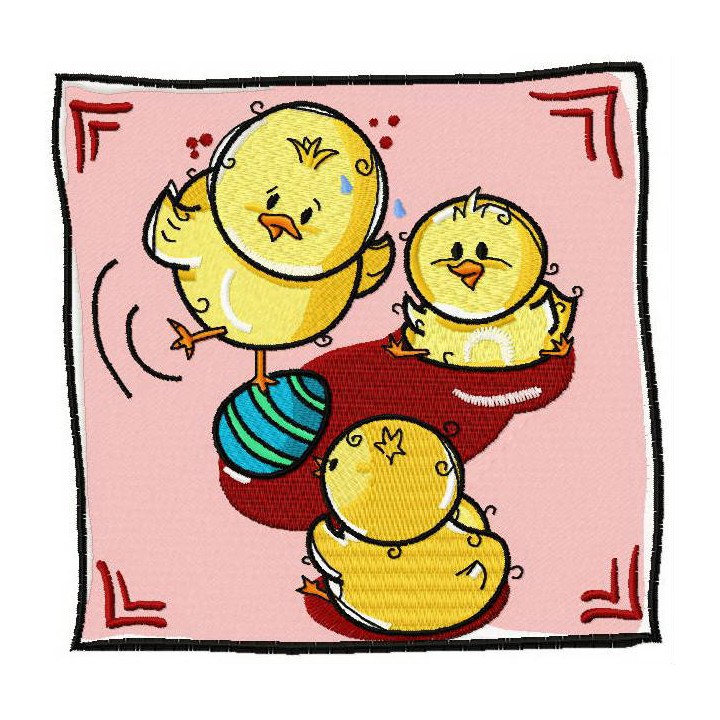 Chicken playing embroidery design - Embroidery Design