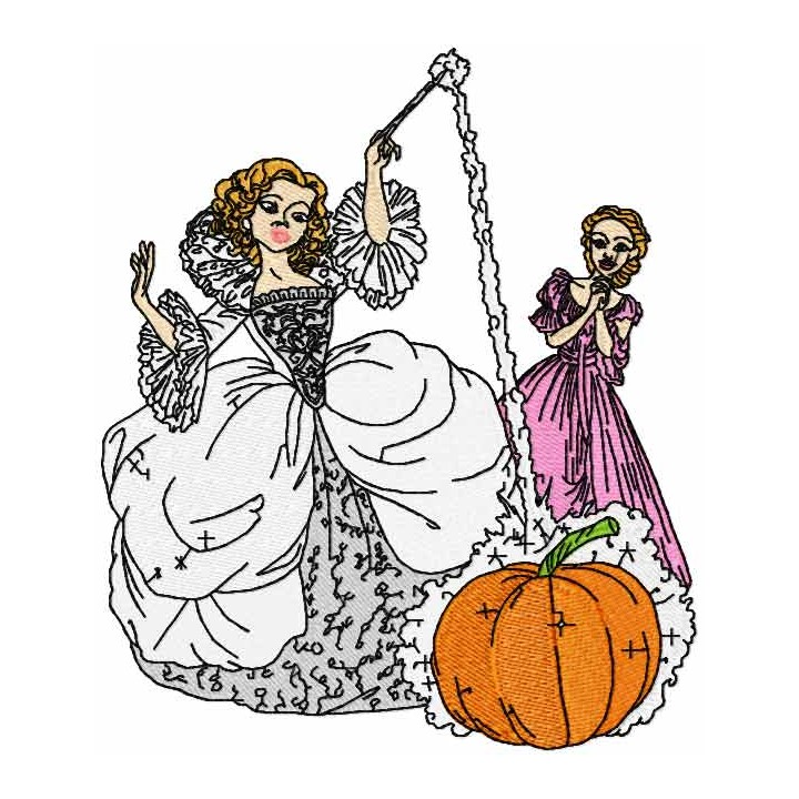 Fairy and Cinderella embroidery design - Embroidery Design