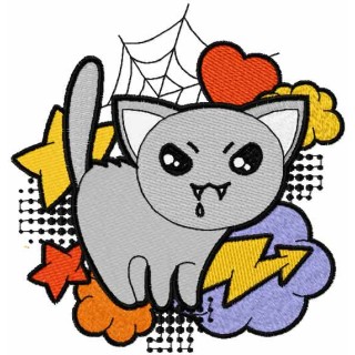 Strange cat embroidery design - Embroidery Design