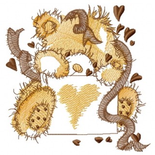 Beige teddy bear with confetti embroidery design - Embroidery Design