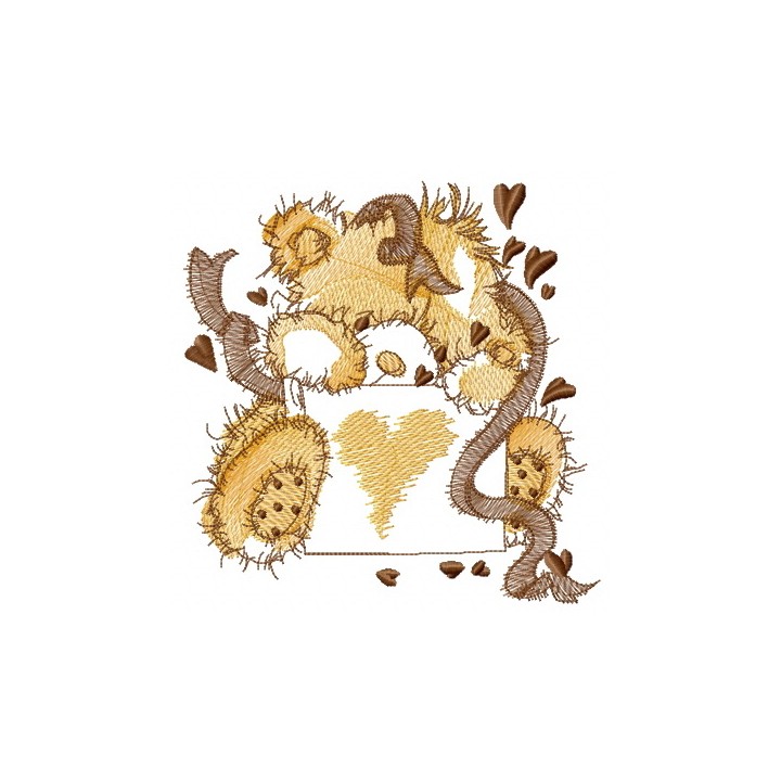 Beige teddy bear with confetti embroidery design - Embroidery Design