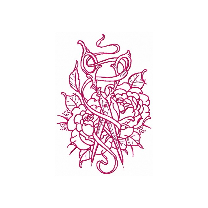 Vintage scissors and ribbon 3 embroidery design - Embroidery Design
