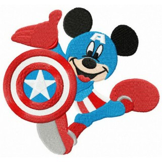 Mickey in Captain America costume embroidery design - Embroidery Design