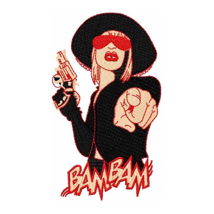 Lady gun embroidery design - Embroidery Design
