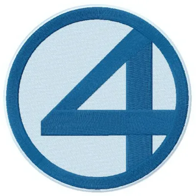 Fantastic Four logo embroidery design preview showcasing a vibrant stitched motif for creative projects.