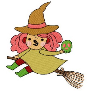 Witch costume embroidery design - Embroidery Design
