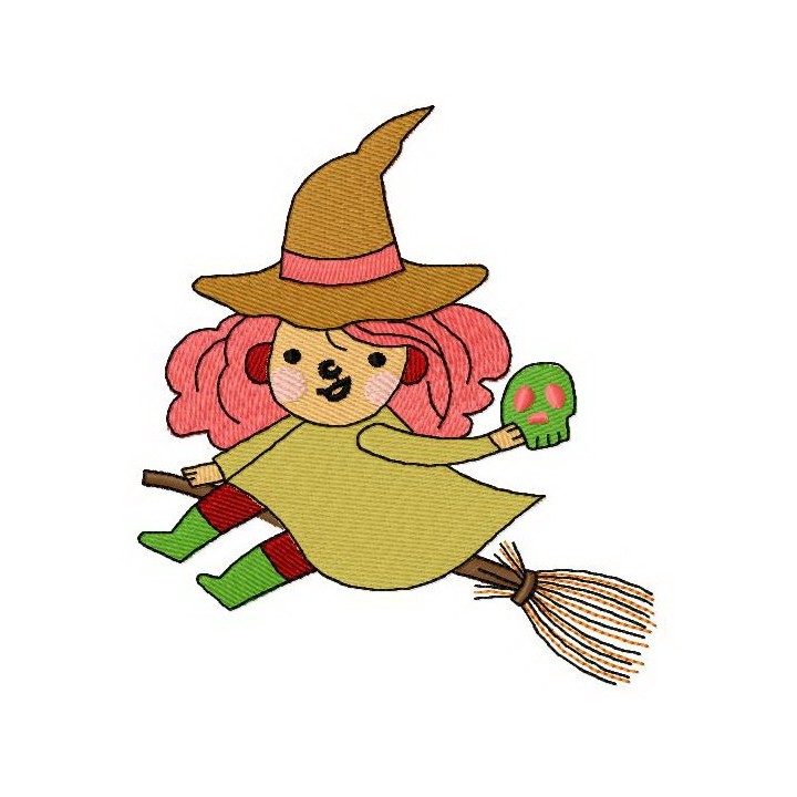 Witch costume embroidery design - Embroidery Design
