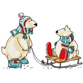 Polar bears embroidery design - Embroidery Design
