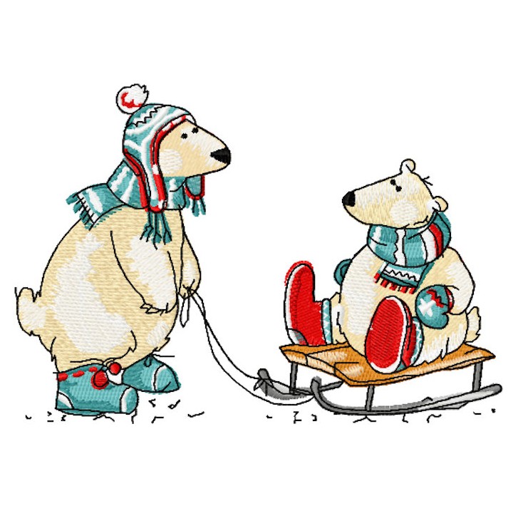 Polar bears embroidery design - Embroidery Design