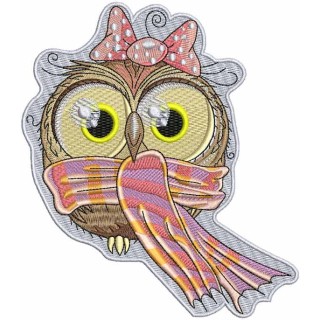 Owl with scarf embroidery design - Embroidery Design