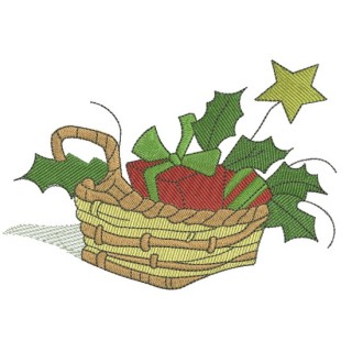 Christmas basket embroidery design - Embroidery Design