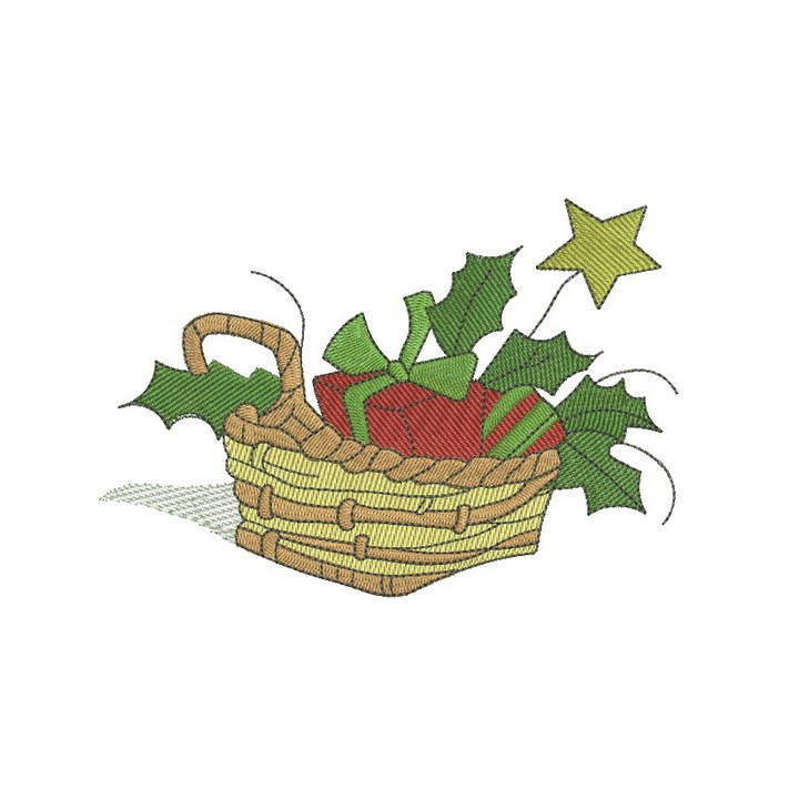 Christmas basket embroidery design - Embroidery Design
