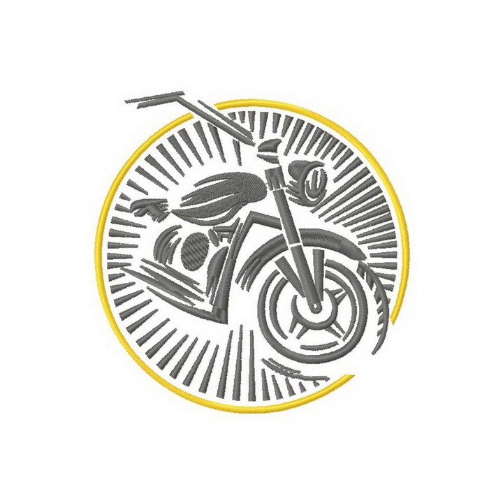 Retro moto emblem embroidery design - Embroidery Design