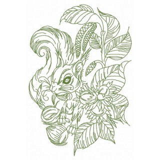 Squirrel with hazelnut 2 embroidery design - Embroidery Design