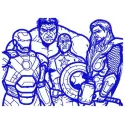 Avengers embroidery design showcasing iconic characters, perfect for stitching on t-shirts and hoodies.