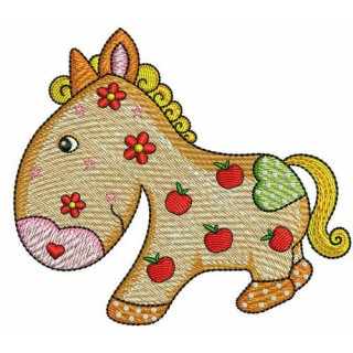 Apple pony embroidery design - Embroidery Design