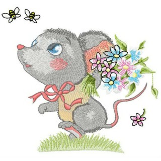 Mouse and bees embroidery design - Embroidery Design