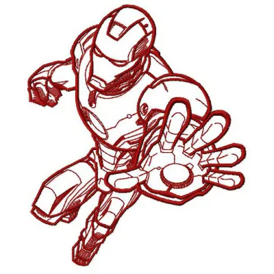 Iron Man STOP embroidery design featuring a dynamic superhero motif, perfect for stitching on apparel and accessories.
