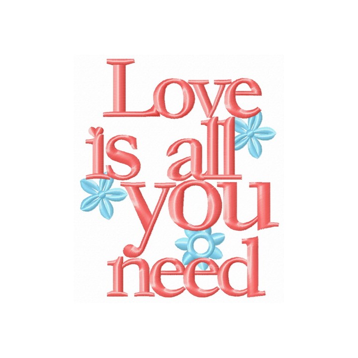 Love is all you need flowers embroidery design - Embroidery Design