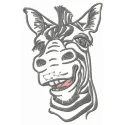 Funny zebra embroidery design featuring a whimsical zebra, perfect for adding charm to t-shirts or tote bags.