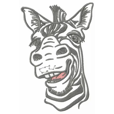 Funny zebra embroidery design featuring a whimsical zebra, perfect for adding charm to t-shirts or tote bags.