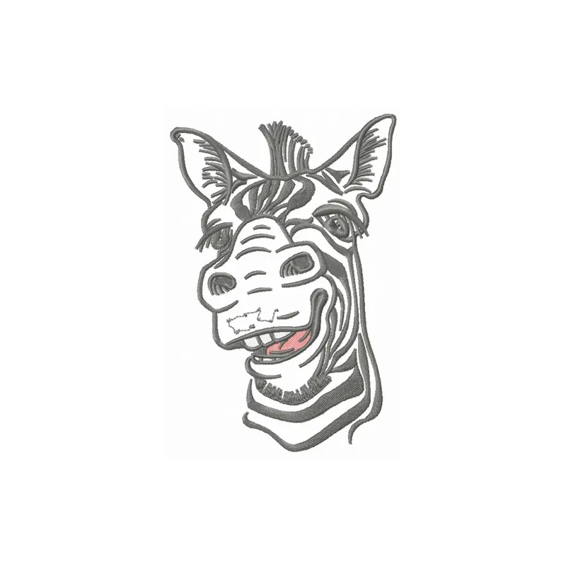 Funny zebra embroidery design featuring a whimsical zebra, perfect for adding charm to t-shirts or tote bags.