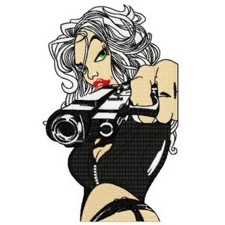 Sexy girl and gun embroidery design - Embroidery Design
