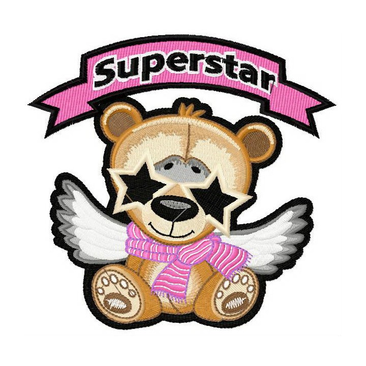 Bear superstar embroidery design - Embroidery Design