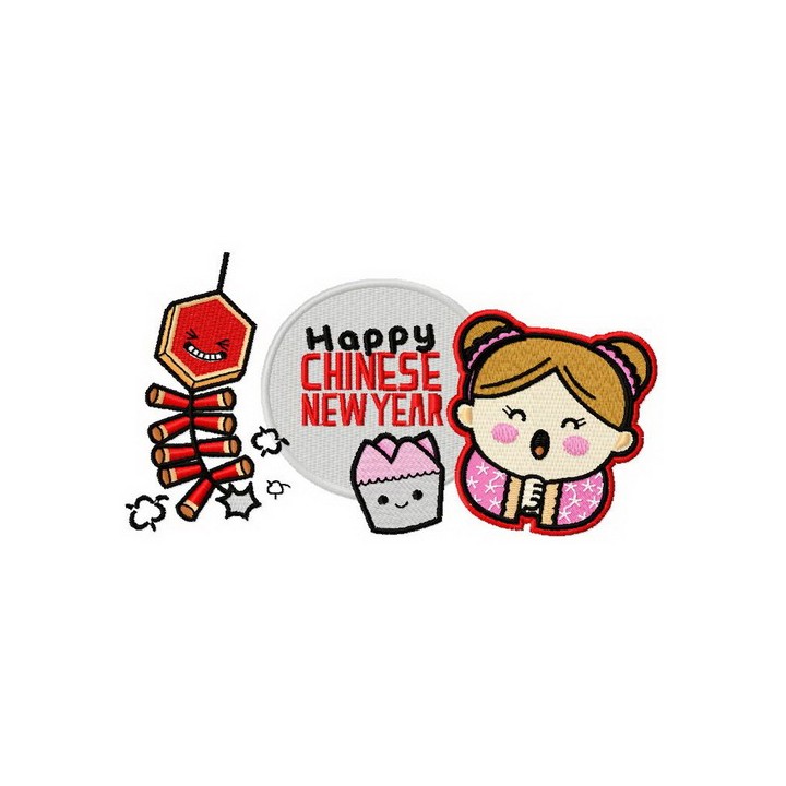 Happy Chinese New Year embroidery design - Embroidery Design