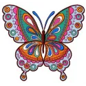 Rainbow butterfly embroidery design showcasing vibrant colors and intricate stitch details for creative projects.
