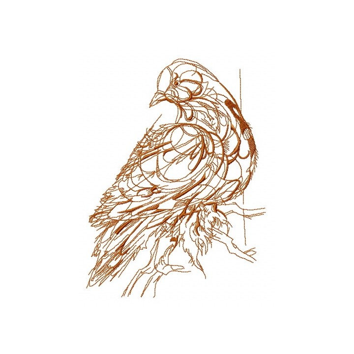 Mosaic pigeon sketch embroidery design - Embroidery Design