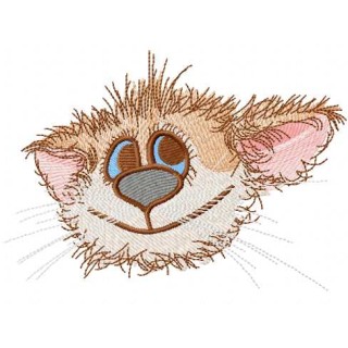 Happy cat smile embroidery design - Embroidery Design