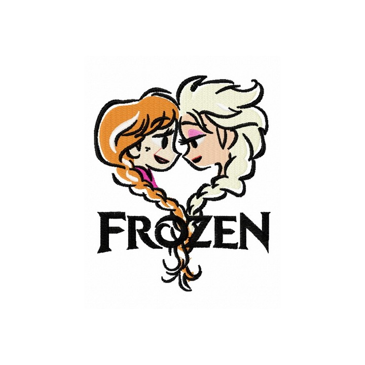 Frozen sisters color sketch embroidery design - Embroidery Design