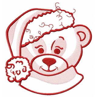 Adorable bear in Santa hat sketch embroidery design - Embroidery Design