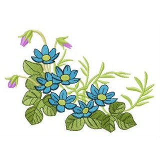 Blue and violet field flowers embroidery design - Embroidery Design