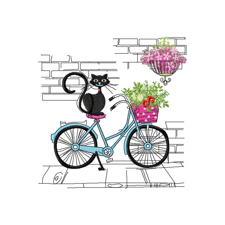 Kitten's Italian journey embroidery design - Embroidery Design