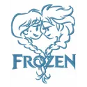 Embroidery design featuring a sketch of the Frozen sisters, perfect for stitching on various fabric items.